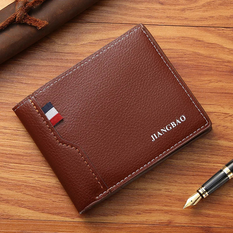 Men's Slim Bifold Faux Leather Wallet with Card Holder