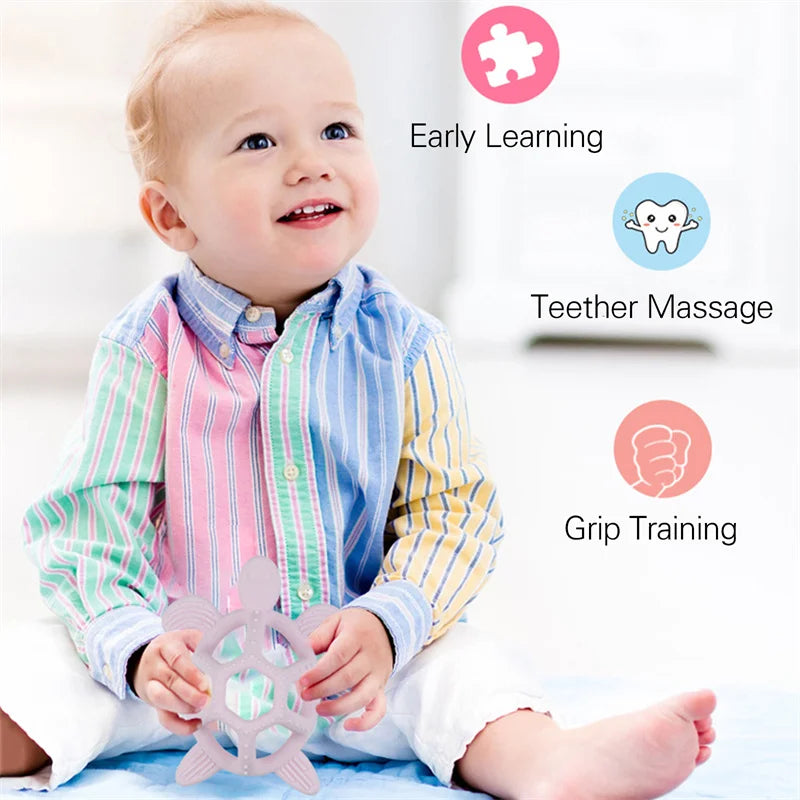 Food Grade Silicone Baby Teethers Animal Shape Teething Toys 0-12 Months Grinding Stick Pacifier Accessories BPA Free