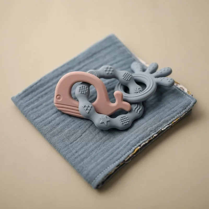 Food Grade Silicone Baby Teethers Animal Shape Teething Toys 0-12 Months Grinding Stick Pacifier Accessories BPA Free