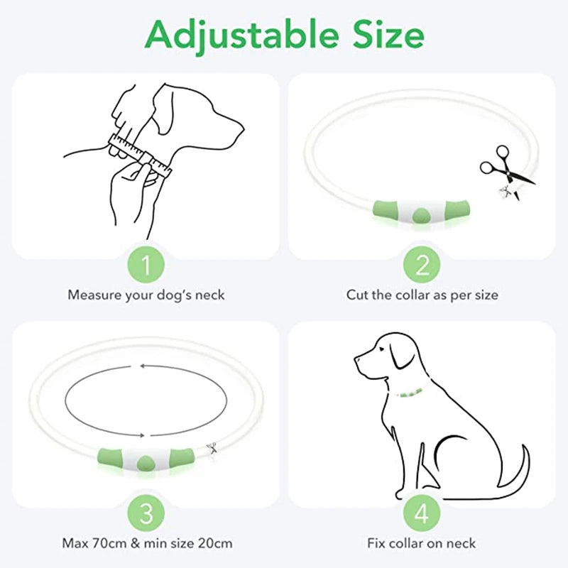 Luminous Dog Collar Light Charge Cat Necklace, Led Fashion Flashing DIY Glowing Safety Collar for Dogs Nighttime
