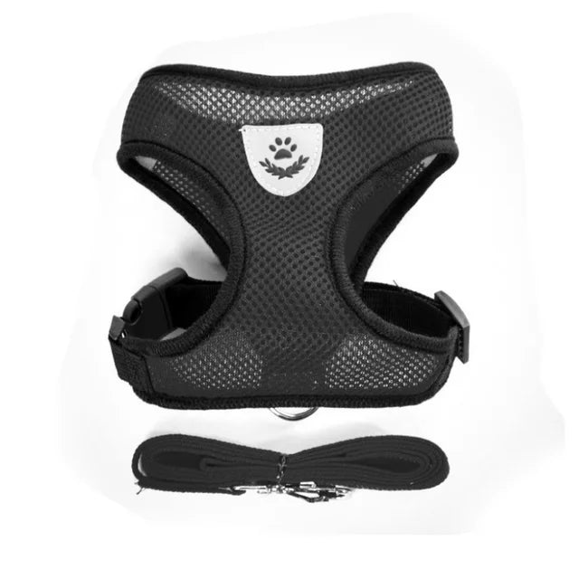 Adjustable Cat & Dog Harness with Leash, Breathable Mesh, Reflective