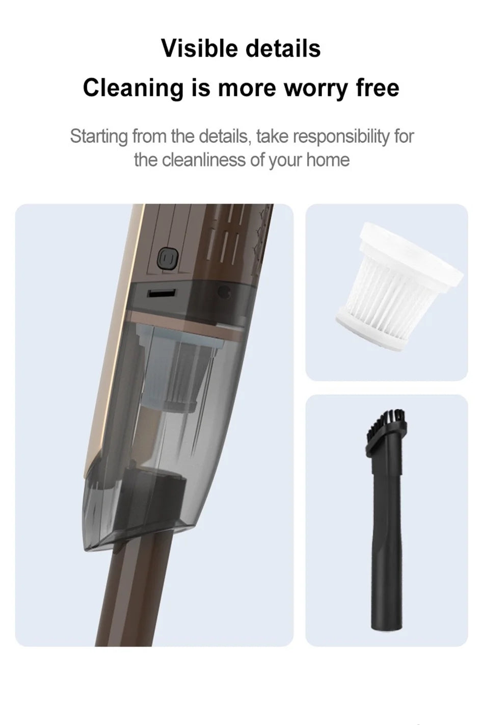 Handheld Wireless Vacuum Cleaner 20000Pa, Powerful Car & Home Cleaning Machine, Metal Strainer, Portable & Cordless