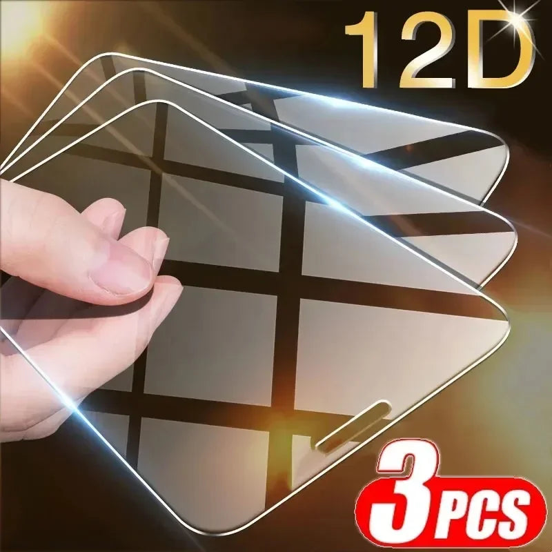 3Pcs Tempered Glass for iPhone 14 13 12 11 15 Pro Max Mini Screen Protector