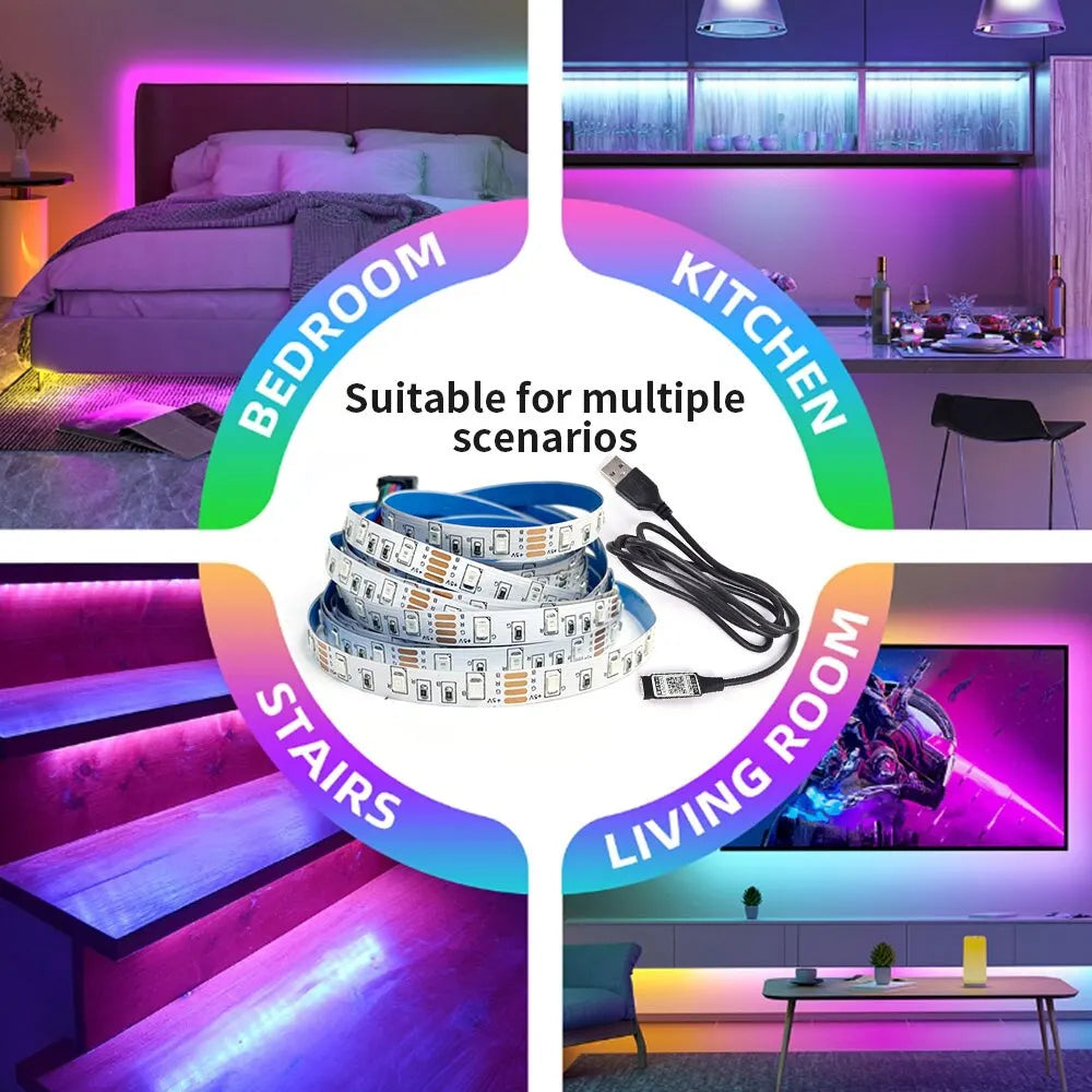 Smart Bluetooth Led Strip Lights RGB 2835 5V USB Smart Life App Controlled for Desktop Screen TV BackLight Flexible Diode Tape