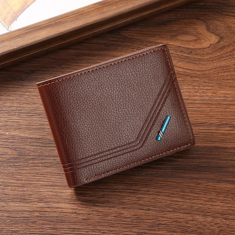 Men's Slim Bifold Faux Leather Wallet with Card Holder