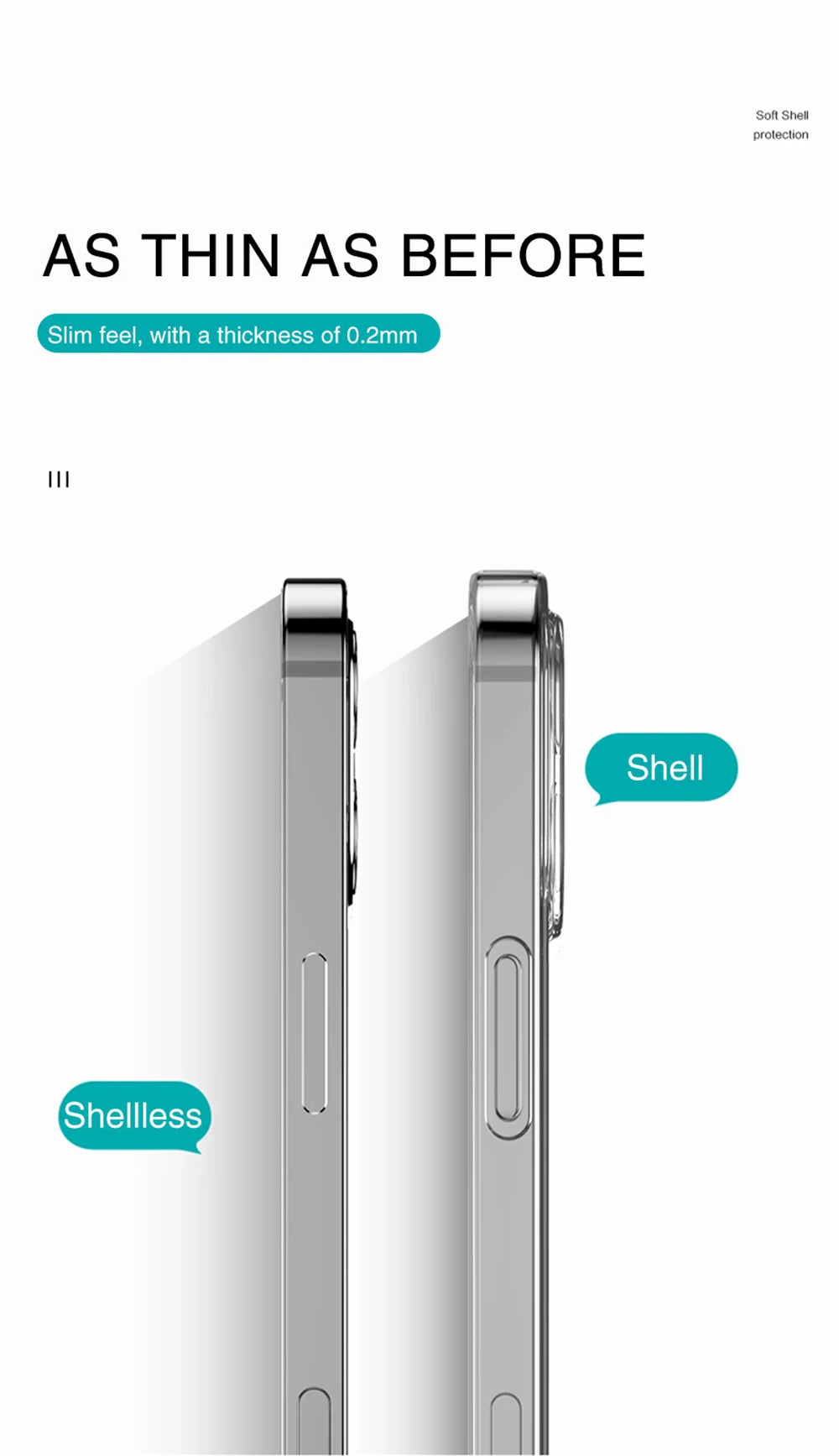 Ultra Thin Clear Phone Case For iPhone 11 12 13 14 15 16 Pro X XR Silicone Transparent Cover