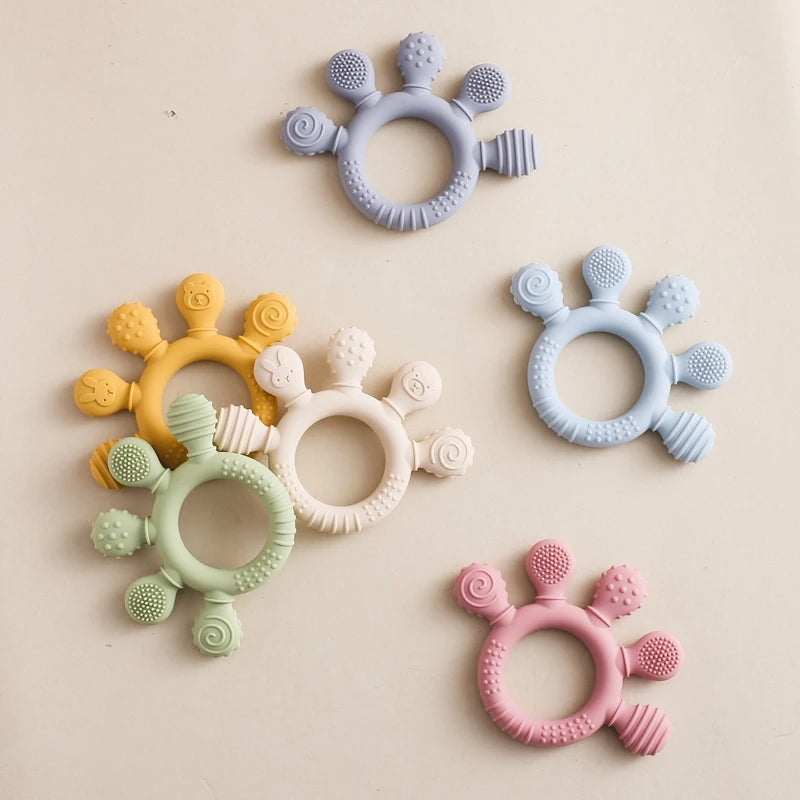 Food Grade Silicone Baby Teethers Animal Shape Teething Toys 0-12 Months Grinding Stick Pacifier Accessories BPA Free