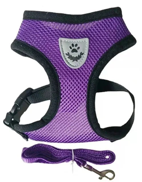 Adjustable Cat & Dog Harness with Leash, Breathable Mesh, Reflective