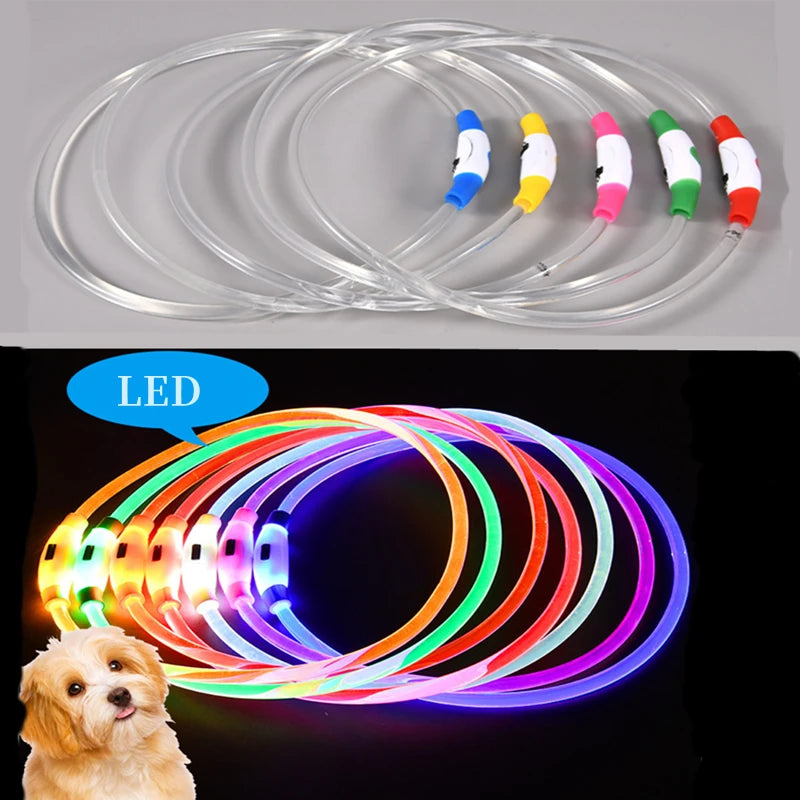 Luminous Dog Collar Light Charge Cat Necklace, Led Fashion Flashing DIY Glowing Safety Collar for Dogs Nighttime