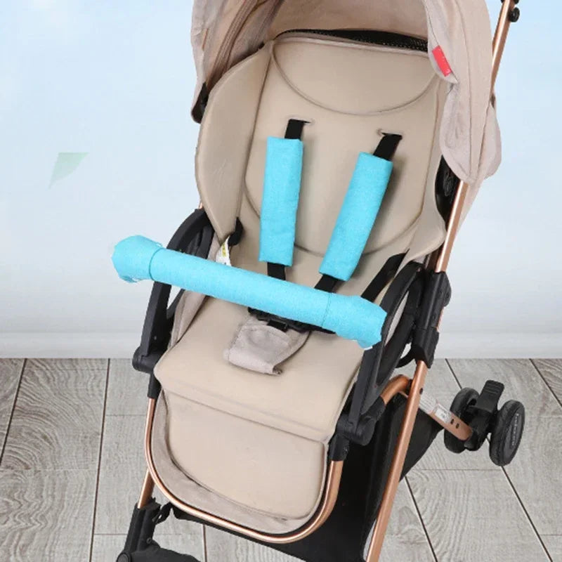 Cotton Gauze Stroller Armrest Cover Baby Safety Guardrail Seat Belt Shoulder Protector Accessory for 0-6 Years Old