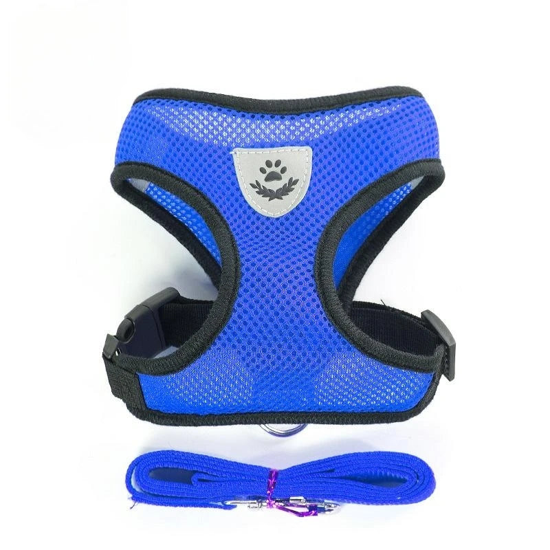 Adjustable Cat & Dog Harness with Leash, Breathable Mesh, Reflective
