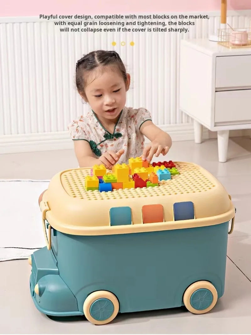 Thickened extra large capacity storage boxes household plastic children's toys to organize cartoon locomotive