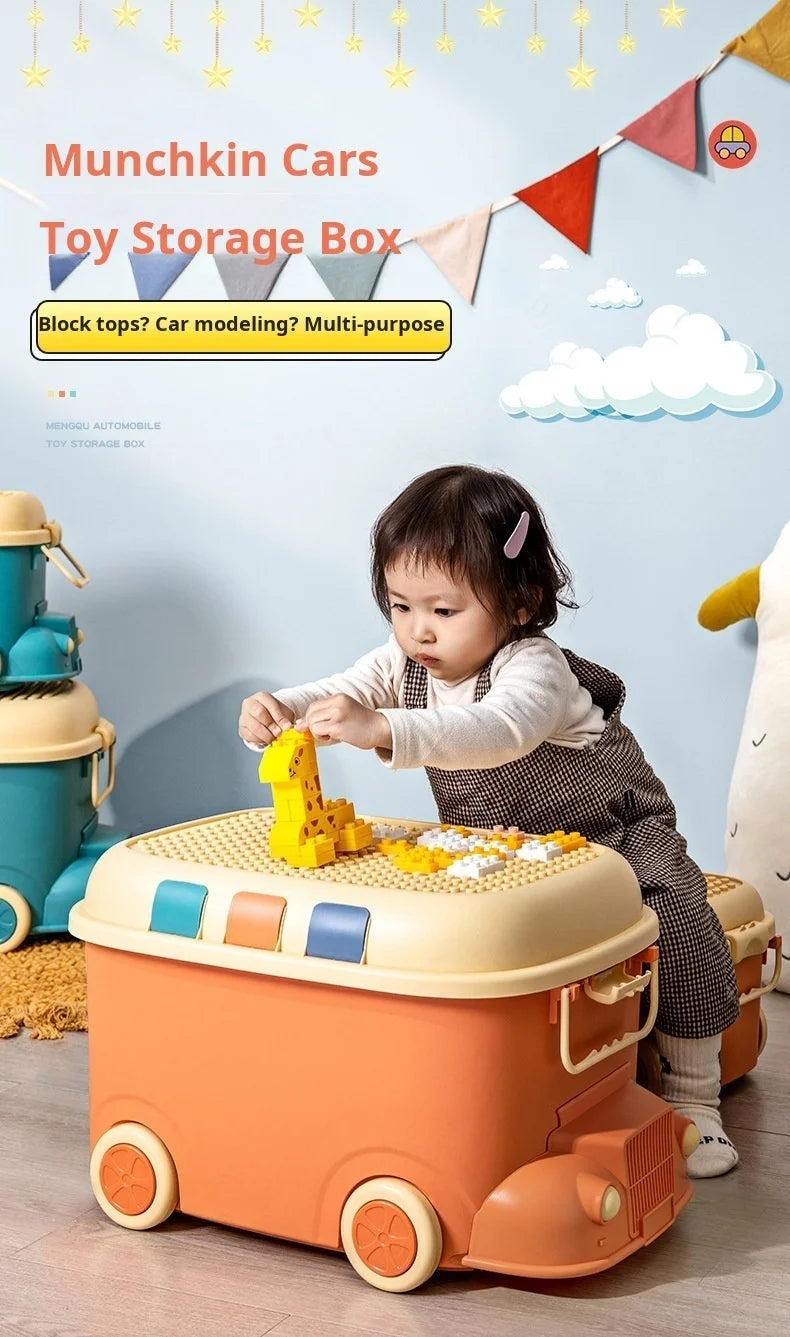 Thickened extra large capacity storage boxes household plastic children's toys to organize cartoon locomotive