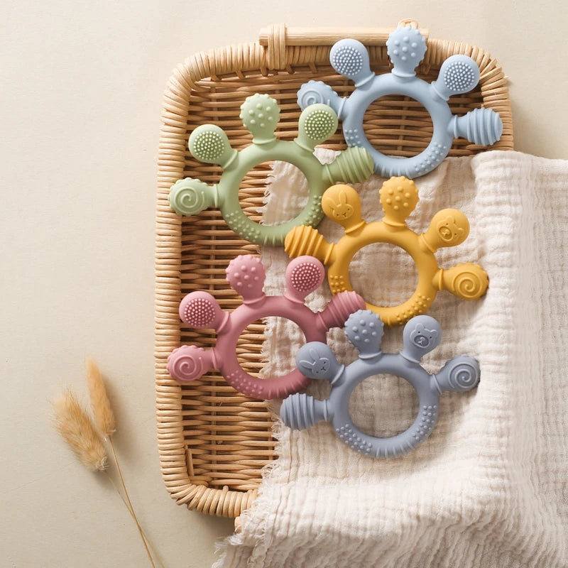 Food Grade Silicone Baby Teethers Animal Shape Teething Toys 0-12 Months Grinding Stick Pacifier Accessories BPA Free