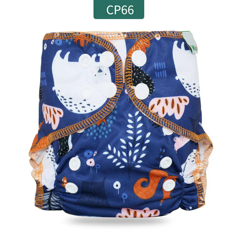 EezKoala Newborn Baby Diapers Organic Cotton Waterproof PUL Tiny AIO Cloth Nappy with Colorful Binding Fit 3-6KG Unisex