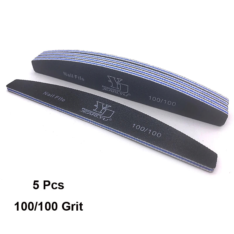 5Pcs/Lot Nail File Set - Mix Color Limas with 80/100/150/180/240 Grit for Manicure & Pedicure