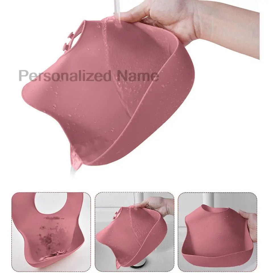 Silicone Baby Feeding Set with Crab Plate Suction Bowl Tray Bib Spoon - Personalized Name Kids Diningware in Assorted Colors