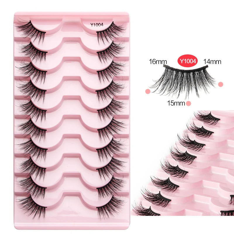 SHIDISHANGPIN 10 Pairs Half Eyelashes Natural New Faux Mink Cat Eye Lash