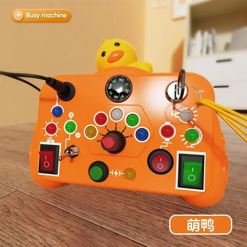 Montessori Busy Board Sensory Toy with LED Light Switch for Children (Ages 2-4)