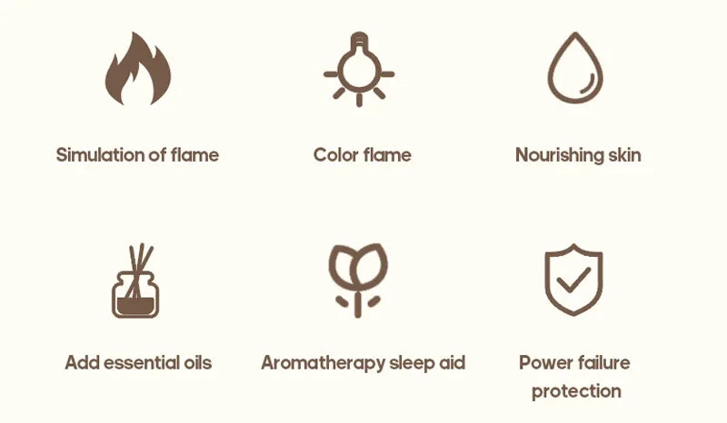 Essential Oil Aroma Diffuser, Flame Air Humidifier, Ultrasonic Fresh Mist