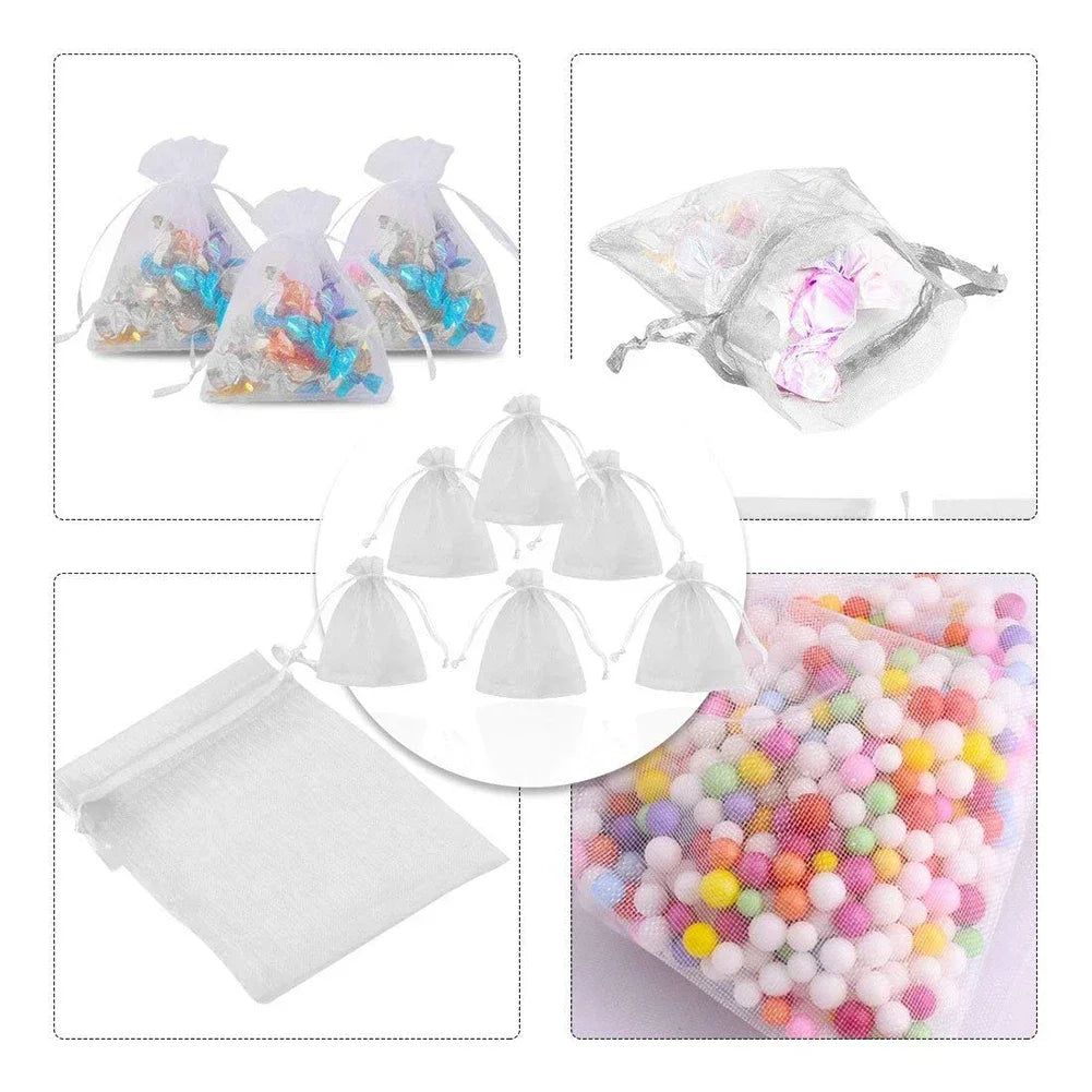 50Pcs Organza Drawstring Bags for Gifts, Jewelry, and Party Favors