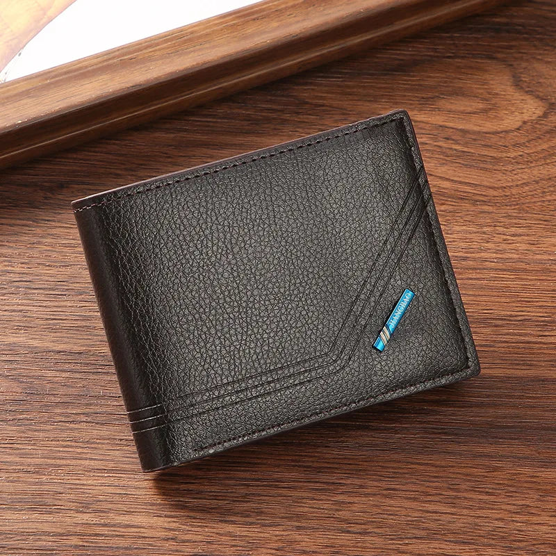 Men's Slim Bifold Faux Leather Wallet with Card Holder