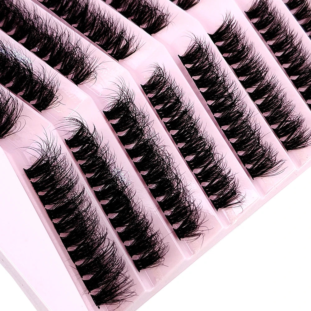 New 8 Rows Mink Eyelashes Natural Bundles Eyelash Extension 3D Russia Volume Individual Eyelash Cluster Makeup Tools