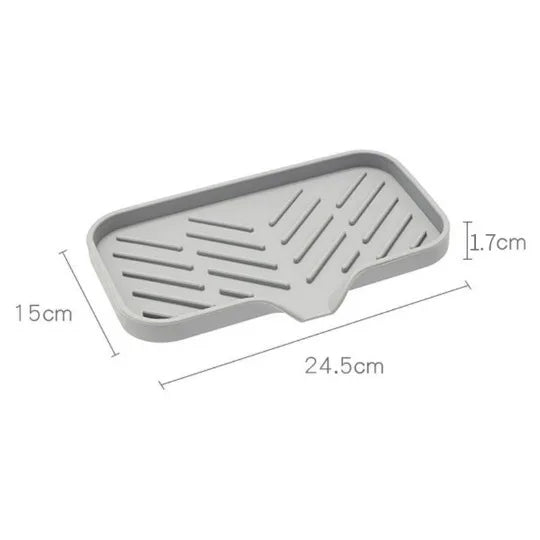 Sink Silicone Tray With Drain Soap Sponge Storage Holder Countertop Sink Scrubber Brush Soap