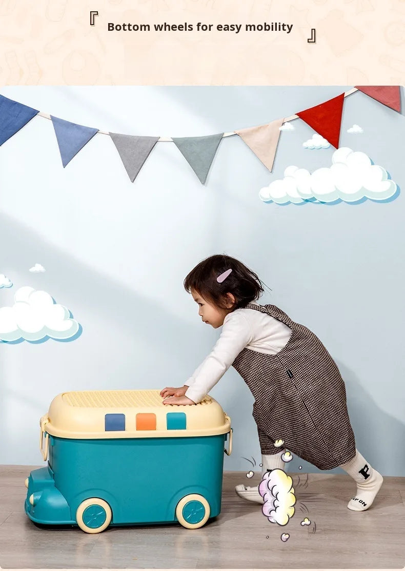 Thickened extra large capacity storage boxes household plastic children's toys to organize cartoon locomotive