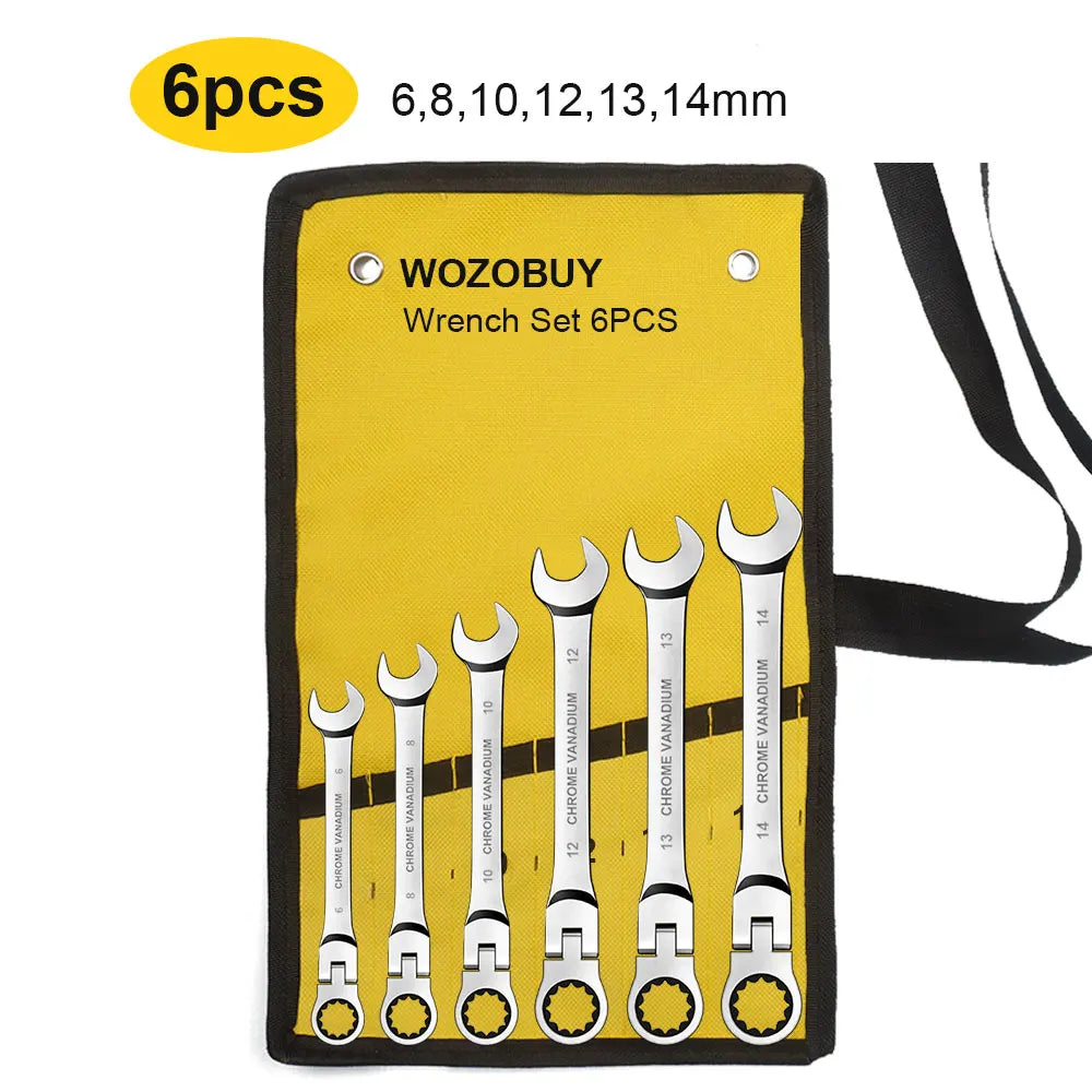 Flexible Ratcheting Combination Wrench Set,Key Wrench Ratchet Spanner Metric Hand Tool Sets,Car Repair Tools with Carrying Bag