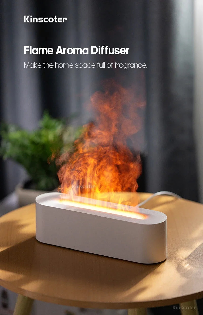 Essential Oil Aroma Diffuser, Flame Air Humidifier, Ultrasonic Fresh Mist