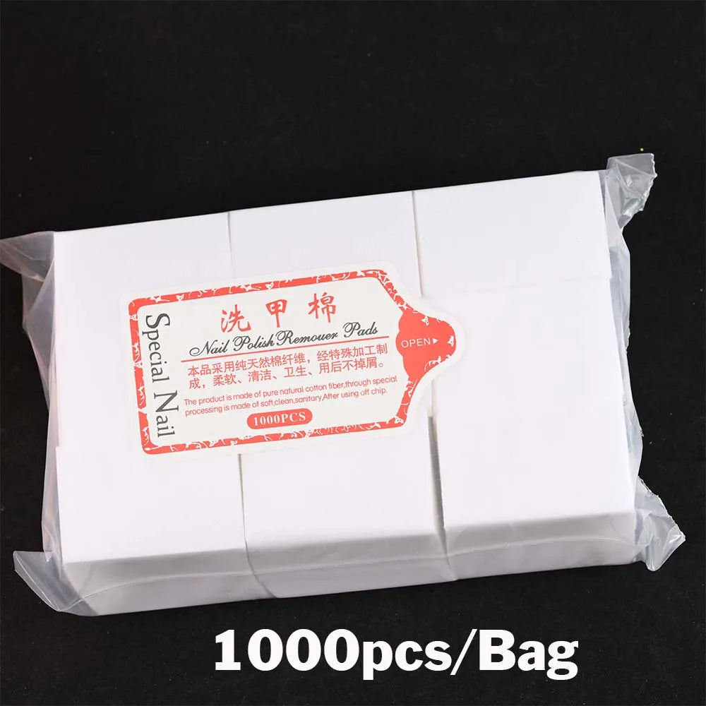 100% Cotton Lint-Free Nail Wipes for Gel Polish Removal (1000/500/100 Pcs)