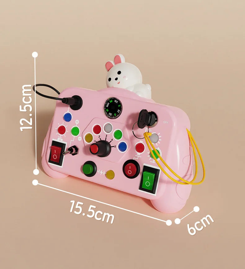 Montessori Busy Board Sensory Toy with LED Light Switch for Children (Ages 2-4)