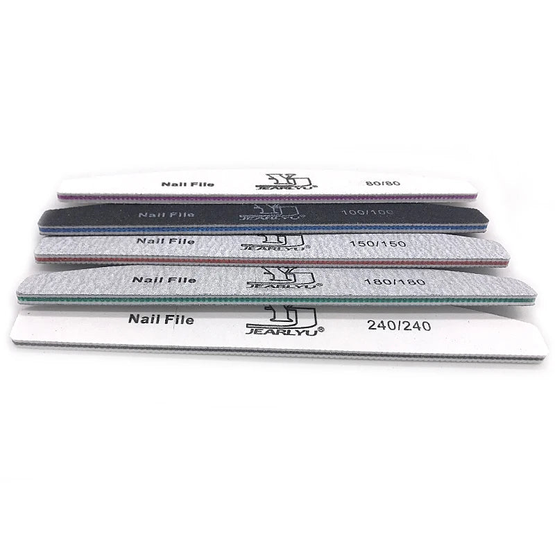 5Pcs/Lot Nail File Set - Mix Color Limas with 80/100/150/180/240 Grit for Manicure & Pedicure