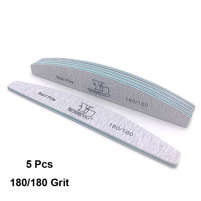 5Pcs/Lot Nail File Set - Mix Color Limas with 80/100/150/180/240 Grit for Manicure & Pedicure