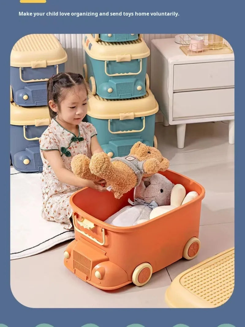 Thickened extra large capacity storage boxes household plastic children's toys to organize cartoon locomotive