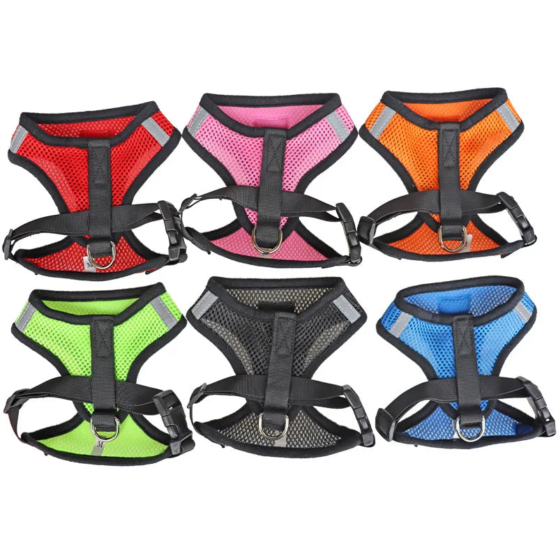 Adjustable Cat & Dog Harness with Leash, Breathable Mesh, Reflective
