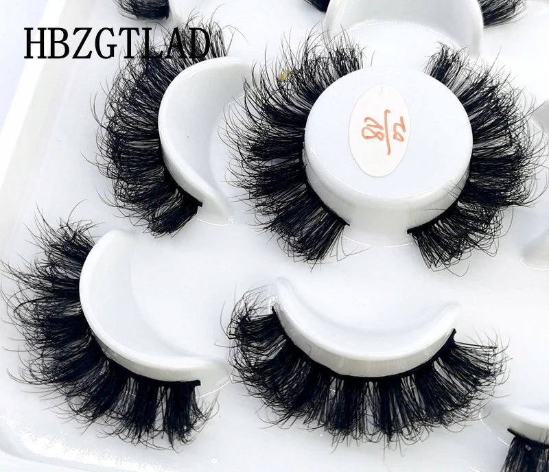 5 Pairs 25 mm 3d Mink Lashes Bulk Faux with Custom Box Wispy Natural Mink Lashes Pack Short Wholesales Natural