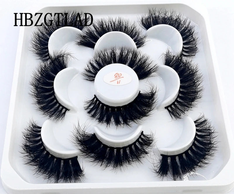 5 Pairs 25 mm 3d Mink Lashes Bulk Faux with Custom Box Wispy Natural Mink Lashes Pack Short Wholesales Natural