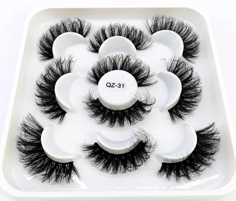 5 Pairs 25 mm 3d Mink Lashes Bulk Faux with Custom Box Wispy Natural Mink Lashes Pack Short Wholesales Natural