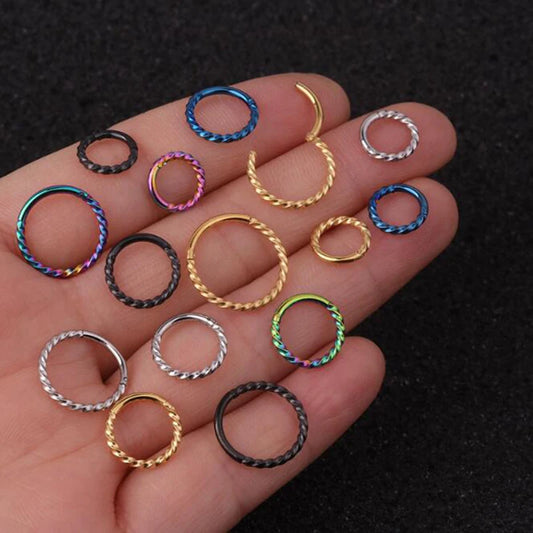 1PC Stainless Steel Hinged Segment Clicker Ring for Nose, Septum, Helix, Cartilage, Daith Piercing