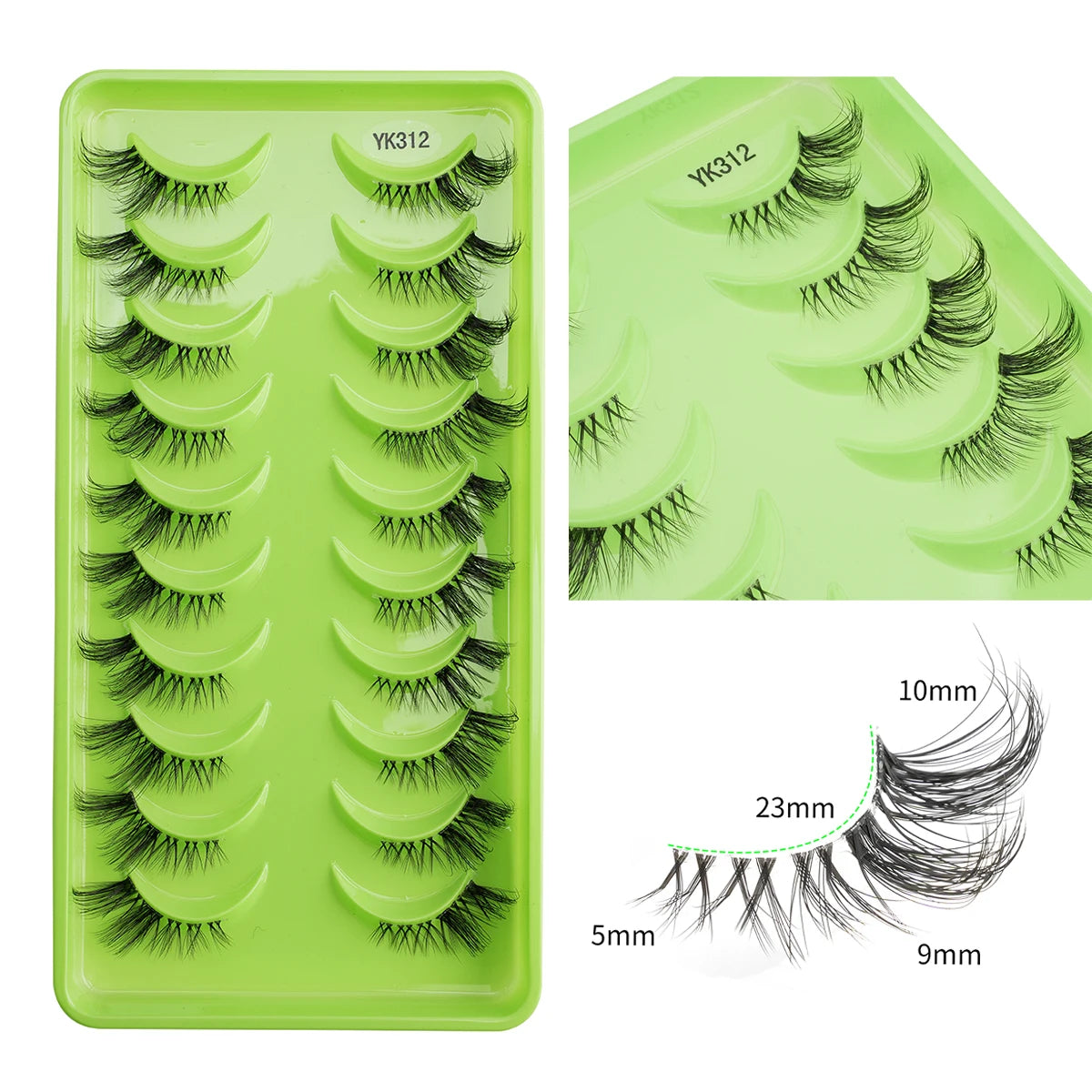 SHIDISHANGPIN 10 Pairs Half Eyelashes Natural New Faux Mink Cat Eye Lash