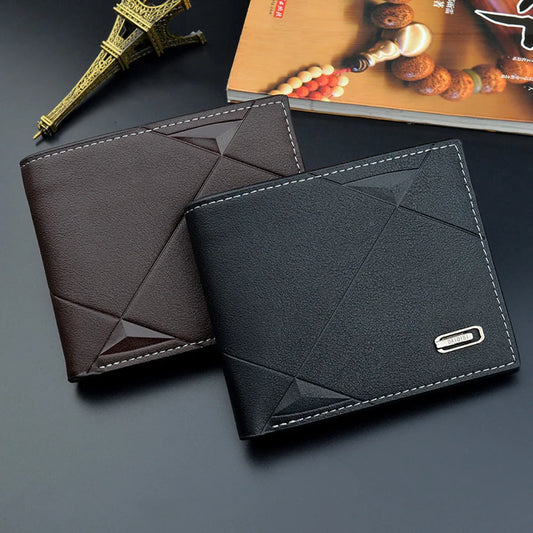 Men's Slim Bifold Faux Leather Wallet with Card Holder