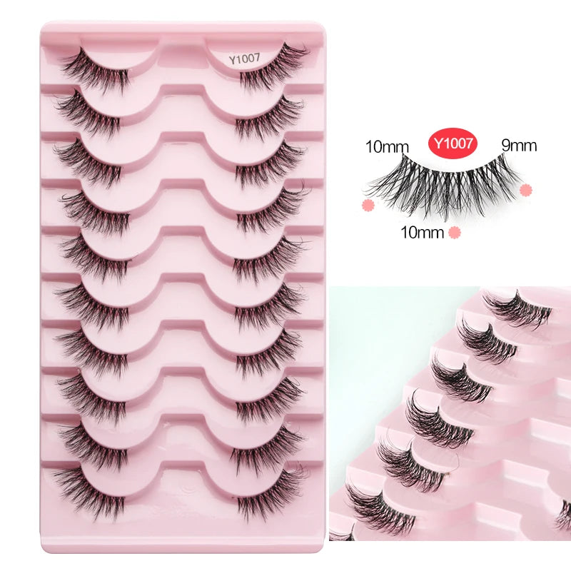 SHIDISHANGPIN 10 Pairs Half Eyelashes Natural New Faux Mink Cat Eye Lash