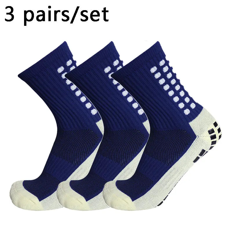 3 pairs of anti-skid classic sports socks with adhesive points, football socks Professional football training competition sports