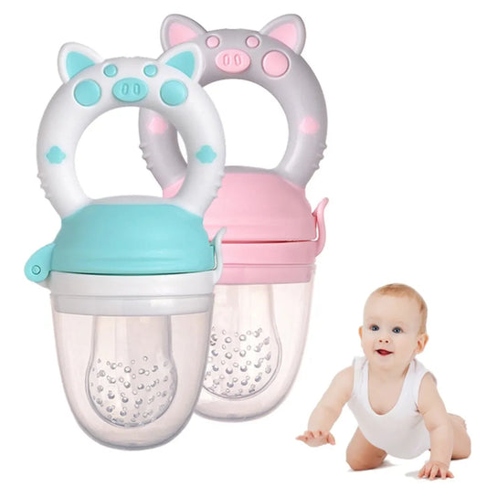Silicone Fresh Food Nibbler Feeder for Babies Boys & Girls Fruit Nipple Feeding Safe Infant Soother Blue Pink Optional
