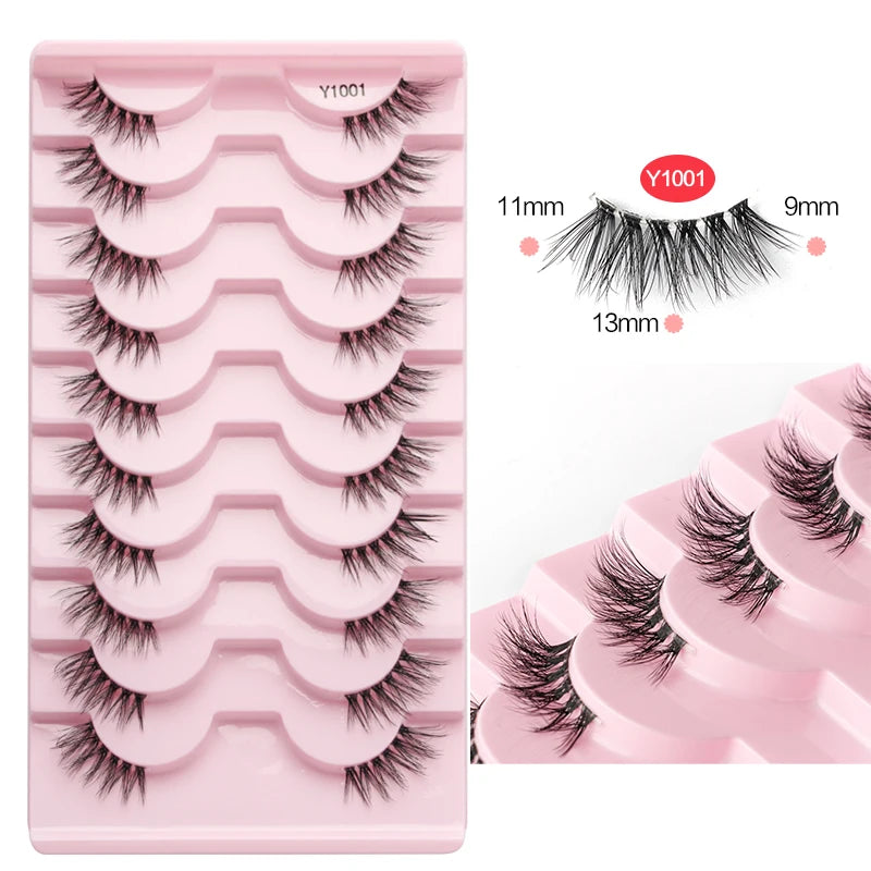 SHIDISHANGPIN 10 Pairs Half Eyelashes Natural New Faux Mink Cat Eye Lash