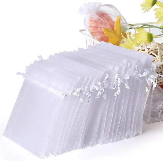 50Pcs Organza Drawstring Bags for Gifts, Jewelry, and Party Favors