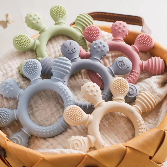 Food Grade Silicone Baby Teethers Animal Shape Teething Toys 0-12 Months Grinding Stick Pacifier Accessories BPA Free