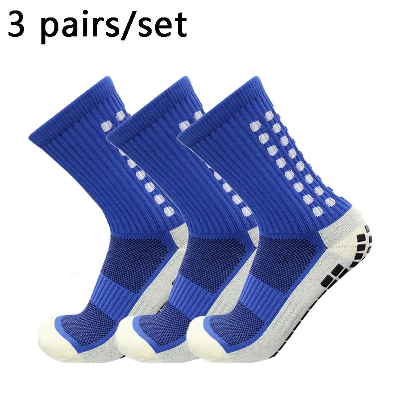 3 pairs of anti-skid classic sports socks with adhesive points, football socks Professional football training competition sports